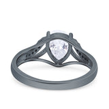 Art Deco Pear Teardrop Natural Stone Ring