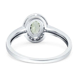 Oval Natural Stone Halo Wedding Ring