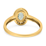 Oval Natural Stone Halo Wedding Ring