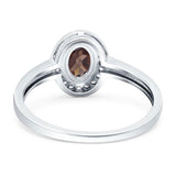 Oval Natural Stone Halo Wedding Ring