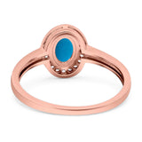 Oval Natural Stone Halo Wedding Ring
