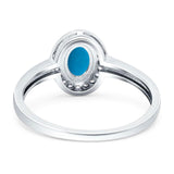 Oval Natural Stone Halo Wedding Ring