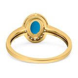 Oval Natural Stone Halo Wedding Ring