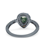 Teardrop Pear Natural Stone Halo Ring