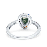 Teardrop Pear Natural Stone Halo Ring