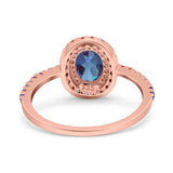 Oval Natural Stone Halo Wedding Ring