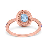 Oval Natural Stone Halo Wedding Ring