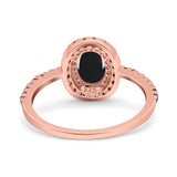 Oval Natural Stone Halo Wedding Ring