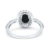 Oval Natural Stone Halo Wedding Ring