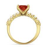Art Deco 8mm Princess Cut Garnet CZ Stackable Ring 925 Sterling Silver