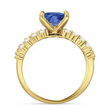 Art Deco 8mm Princess Cut Tanzanite CZ Stackable Ring 925 Sterling Silver