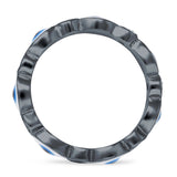Evil Eye 4mm Round Cubic Zirconia Stackable Band 925 Sterling Silver