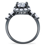 Vintage Style Round Natural Stone Flower Ring