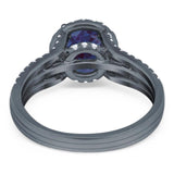 Art Deco Round Natural Stone Stackable Ring