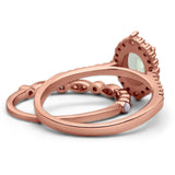 Art Deco Two Piece Oval Natural Stone Ring