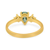 Pear Teardrop Natural Stone Trio Ring