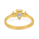 Pear Teardrop Natural Stone Trio Ring