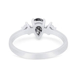 Pear Teardrop Natural Stone Trio Ring