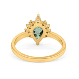 Pear Teardrop Natural Stone Floral Ring