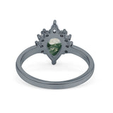 Pear Teardrop Natural Stone Floral Ring