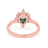 Pear Teardrop Natural Stone Floral Ring