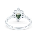 Pear Teardrop Natural Stone Floral Ring