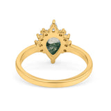 Pear Teardrop Natural Stone Floral Ring