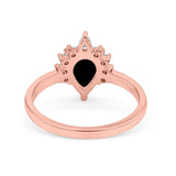 Pear Teardrop Natural Stone Floral Ring