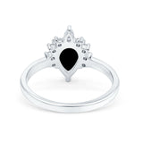 Pear Teardrop Natural Stone Floral Ring