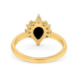 Pear Teardrop Natural Stone Floral Ring