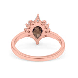 Pear Teardrop Natural Stone Floral Ring