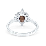 Pear Teardrop Natural Stone Floral Ring