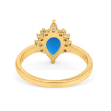 Pear Teardrop Natural Stone Floral Ring