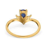 Pear Teardrop Natural Stone Chevron Ring