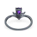 Pear Teardrop Natural Stone Chevron Ring