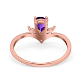 Pear Teardrop Natural Stone Chevron Ring