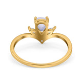 Pear Teardrop Natural Stone Chevron Ring