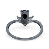 Pear Teardrop Natural Stone Chevron Ring