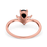Pear Teardrop Natural Stone Chevron Ring