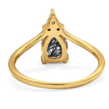 Pear Teardrop Natural Stone Chevron Ring