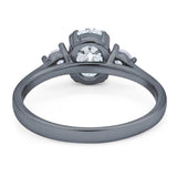 Art Deco Oval Natural Stone Three Stone Ring