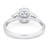 Art Deco Oval Natural Stone Three Stone Ring