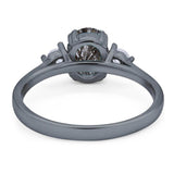 Art Deco Oval Natural Stone Three Stone Ring