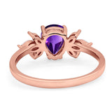 Art Deco Pear Teardrop Natural Stone Ring