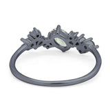 Art Deco Oval Natural Stone Wedding Ring