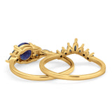 Two Piece Round Natural Stone Chevron Ring