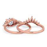 Two Piece Round Natural Stone Chevron Ring
