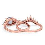 Two Piece Round Natural Stone Chevron Ring