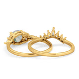 Two Piece Round Natural Stone Ring