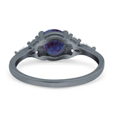 Art Deco Round Natural Stone Wedding Ring